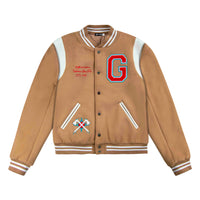 Never Die Varsity Jacket | Tan