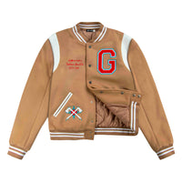 Never Die Varsity Jacket | Tan