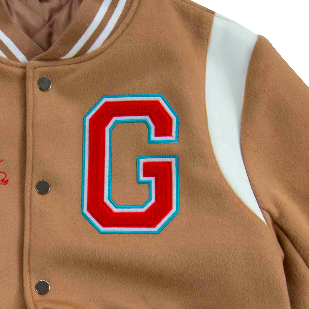 Never Die Varsity Jacket | Tan