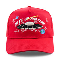 red spaceship hat