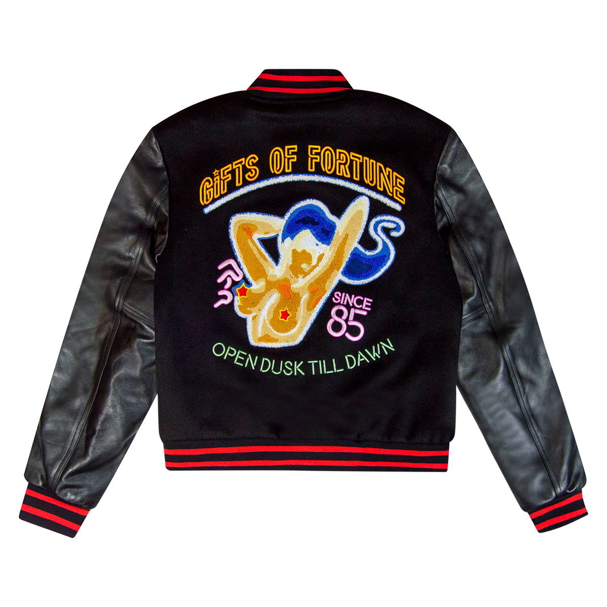Neon Girl Varsity Jacket | Black