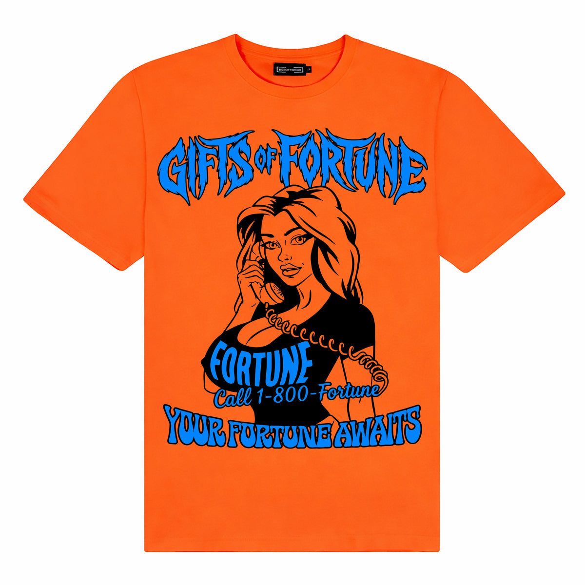1-800 Fortune T-shirt | Neon Orange