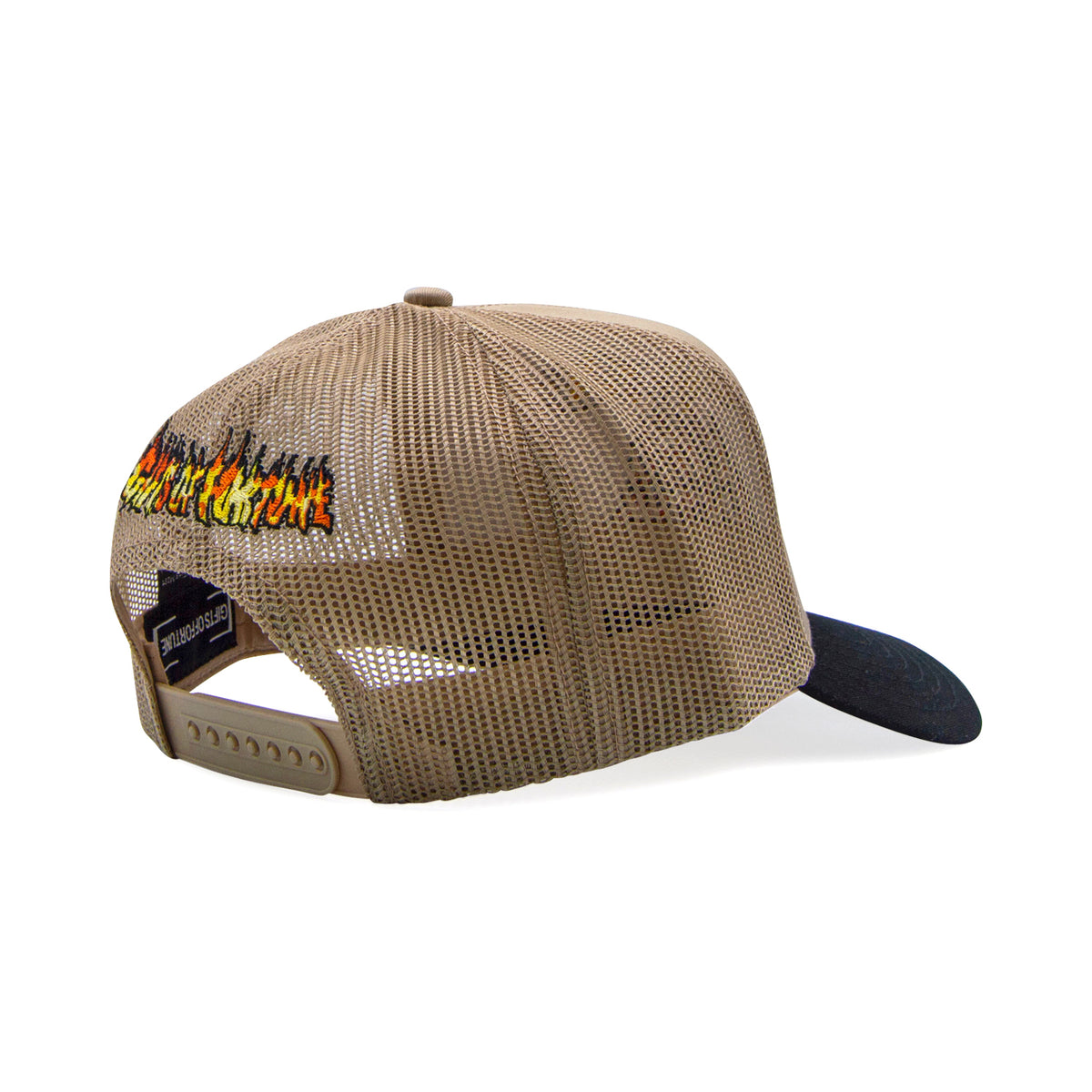 1 of 1 Bad To The Bone Trucker Hat | Tan/Black