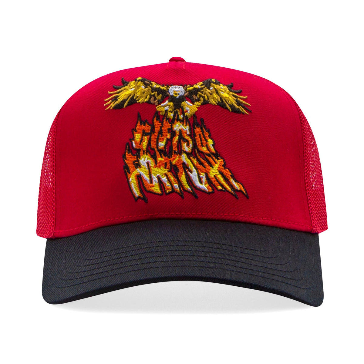 1 of 1 Bad To The Bone Trucker Hat | Red/Black