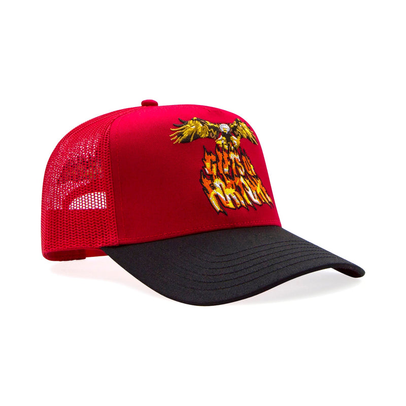 1 of 1 Bad To The Bone Trucker Hat | Red/Black