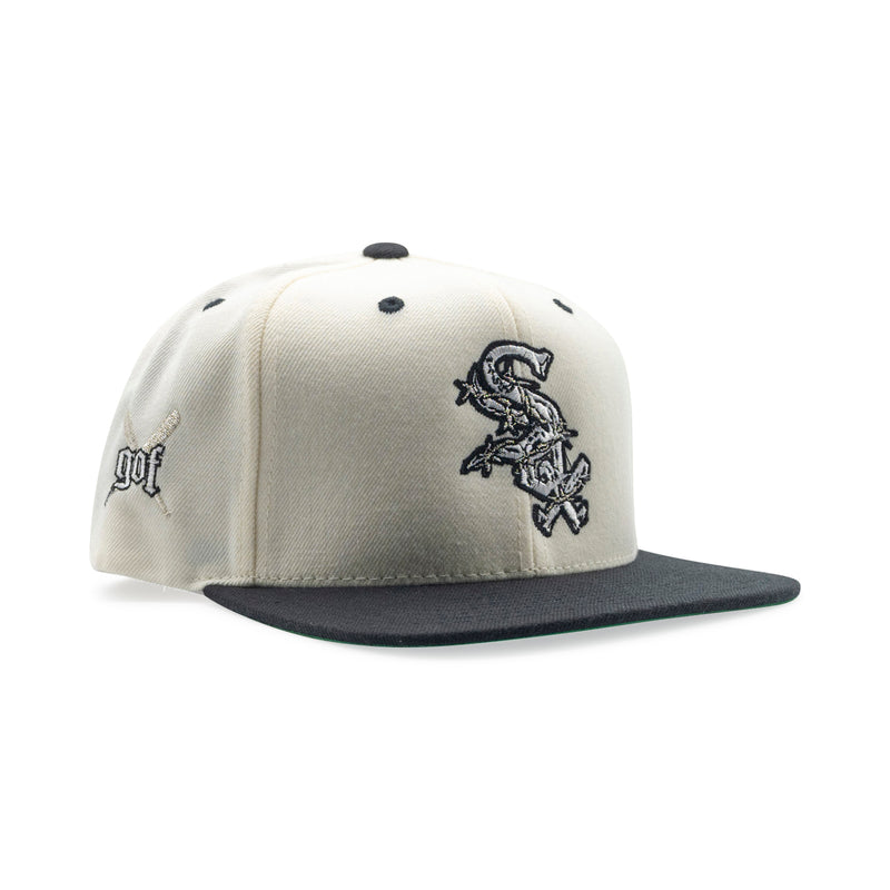 Sox Barbed Wire Snapback Hat | White/Black