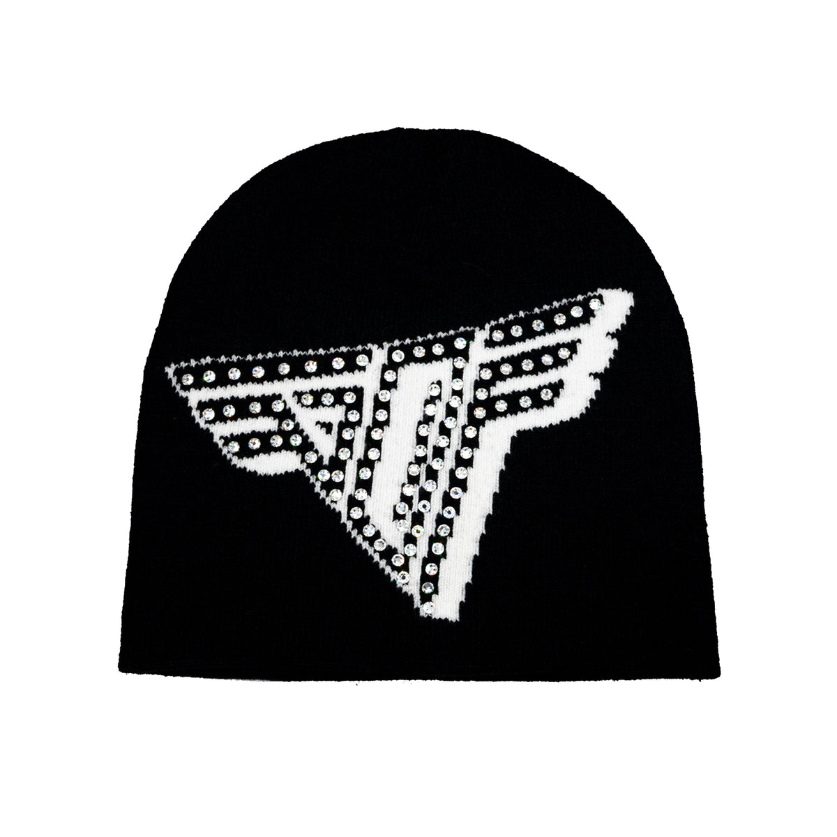 Crystal Pixel Edge Beanie | Black/White