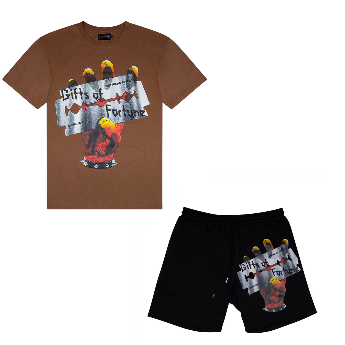 Double Edge Shorts Set | Brown/Black