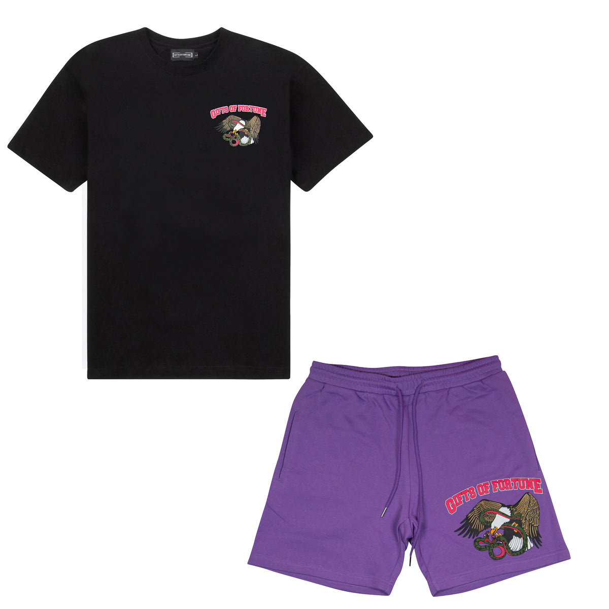 Iron Bird Shorts Set | Black/Purple