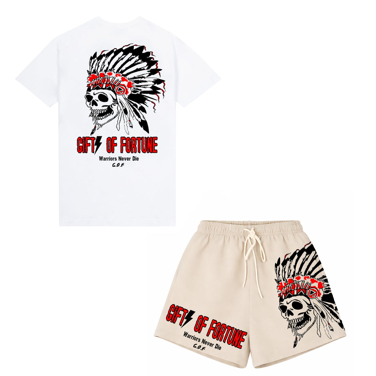 Tomahawk Shorts Set | White/Tan