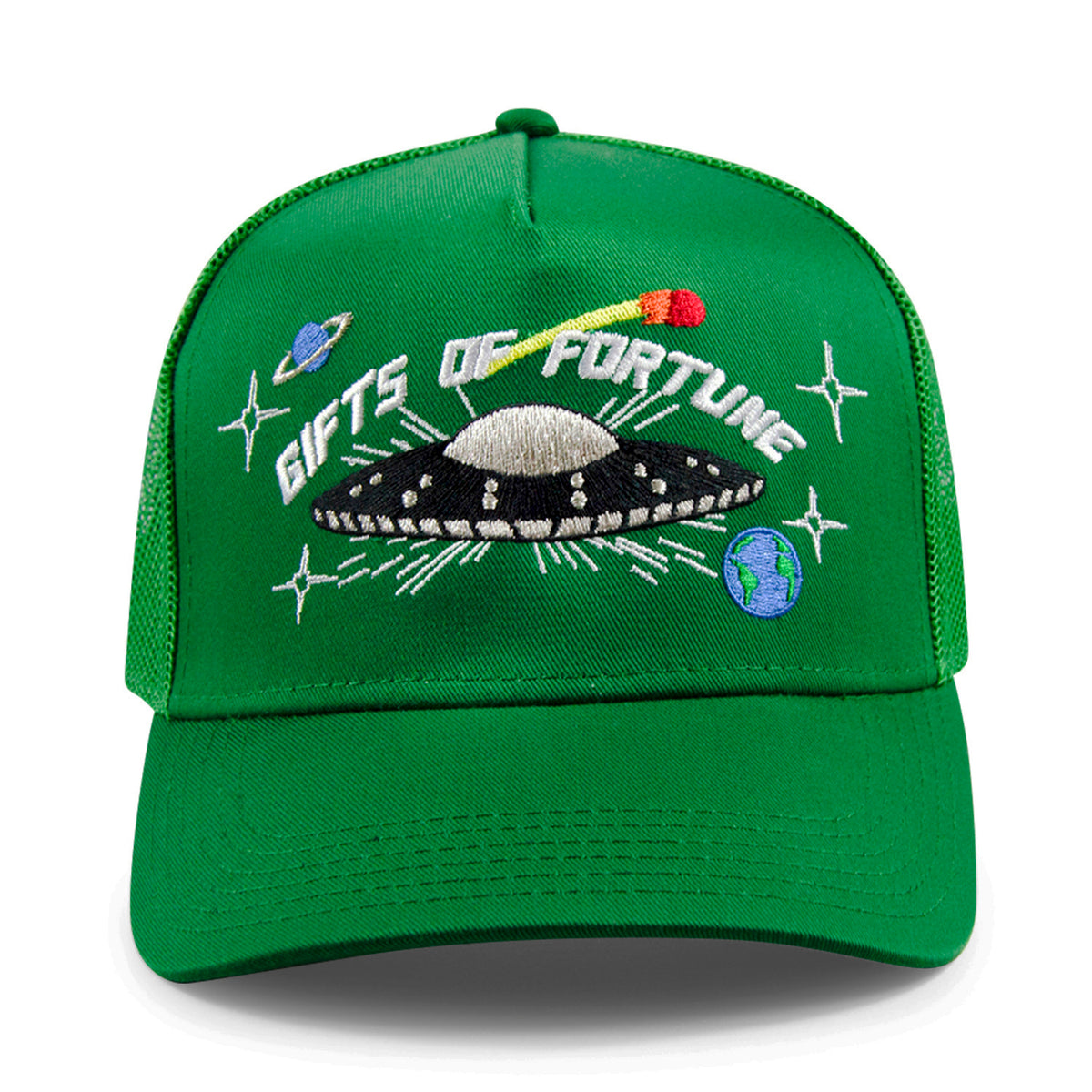 green spaceship hat 
