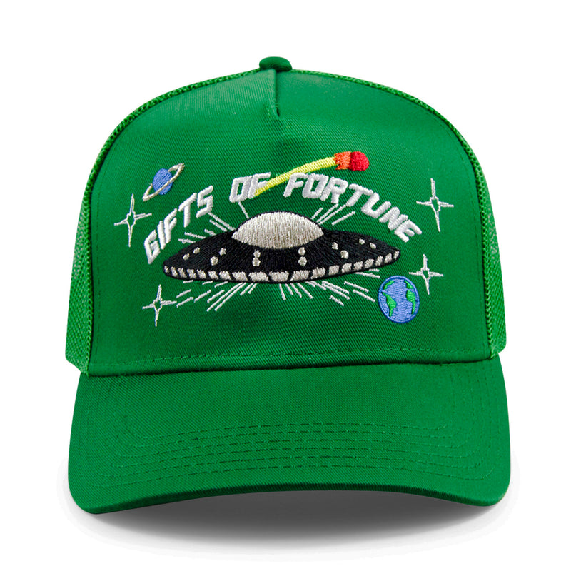green spaceship hat 