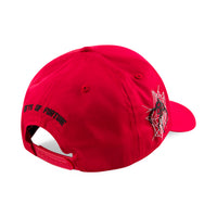 red snapback hat