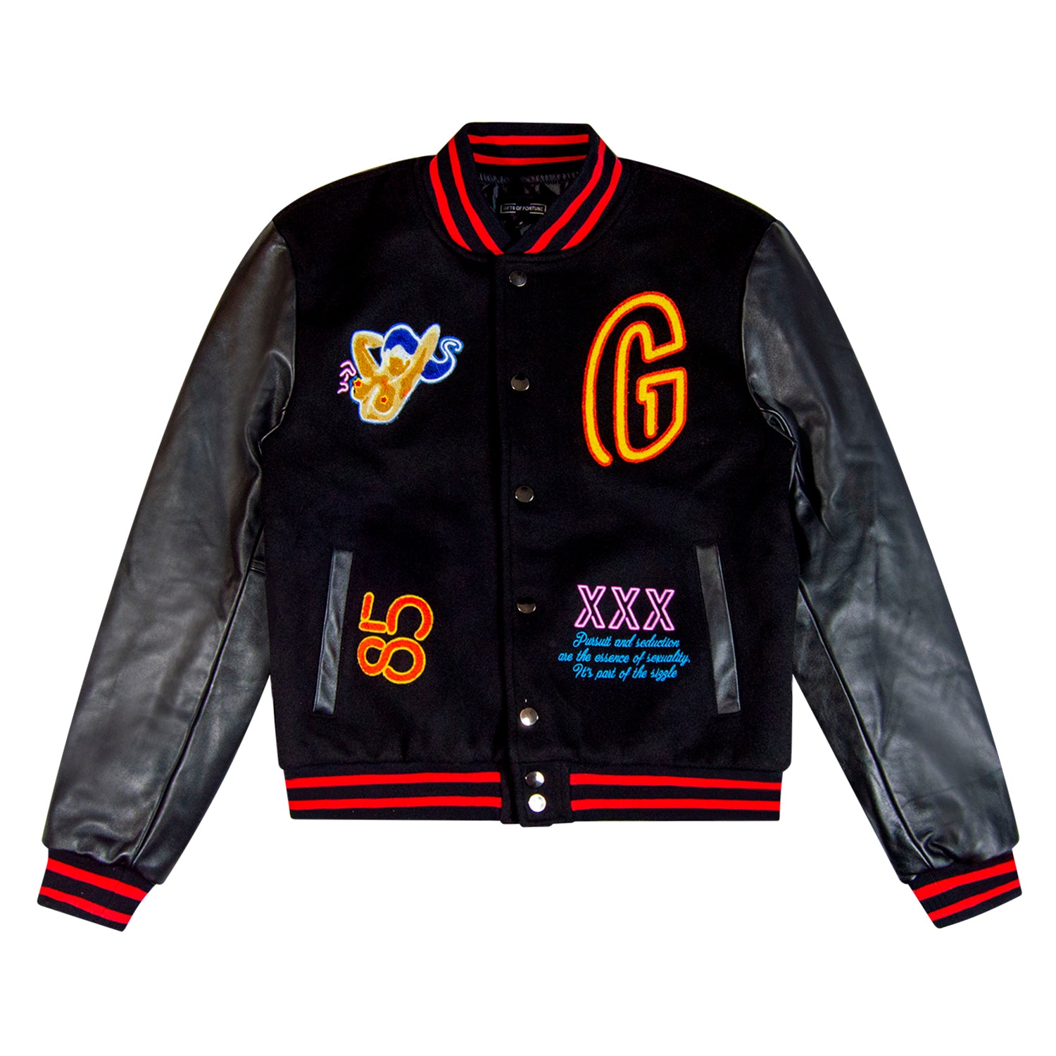 Neon Girl Varsity Jacket Black1