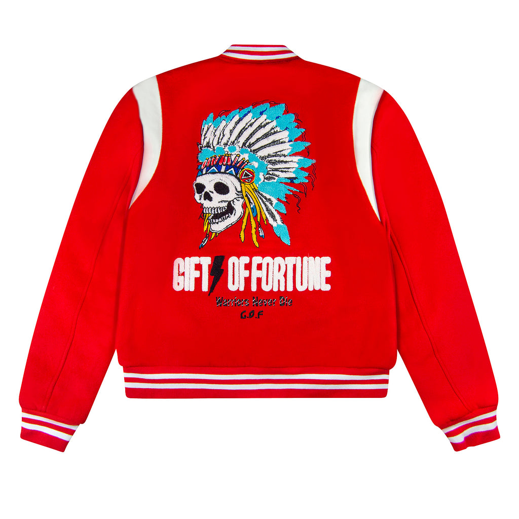 Never Die Varsity Jacket | Red – Gifts of Fortune