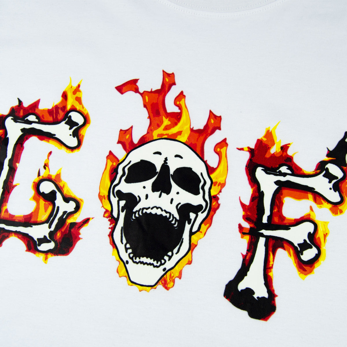 fire skull white tshirt 